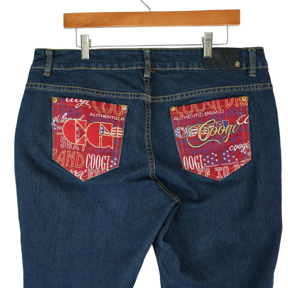 Vintage Coogi Jeans Womens 18W (37x31)‎ Blue Dark Wash Y2K Embroidered